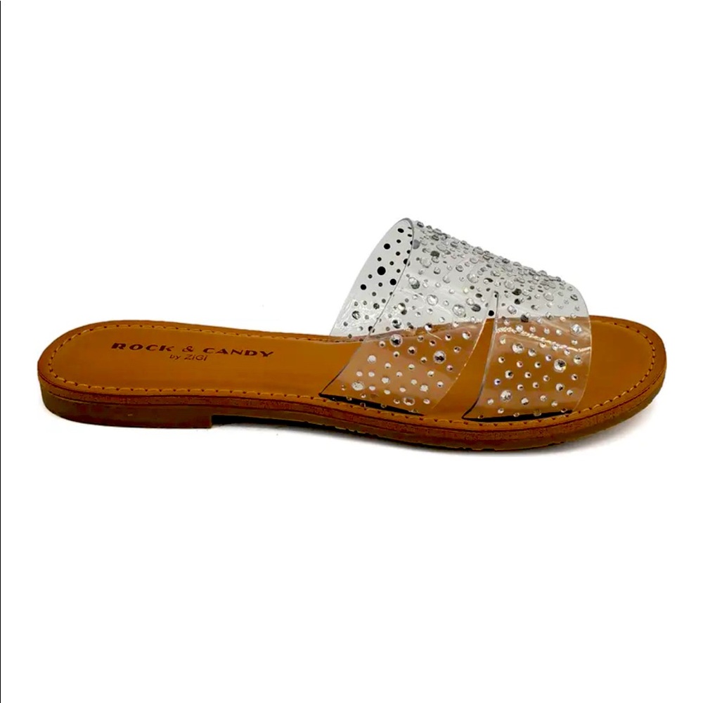 CLEAR STRAP SLIDE SANDAL. SOLD OUT IN STORES